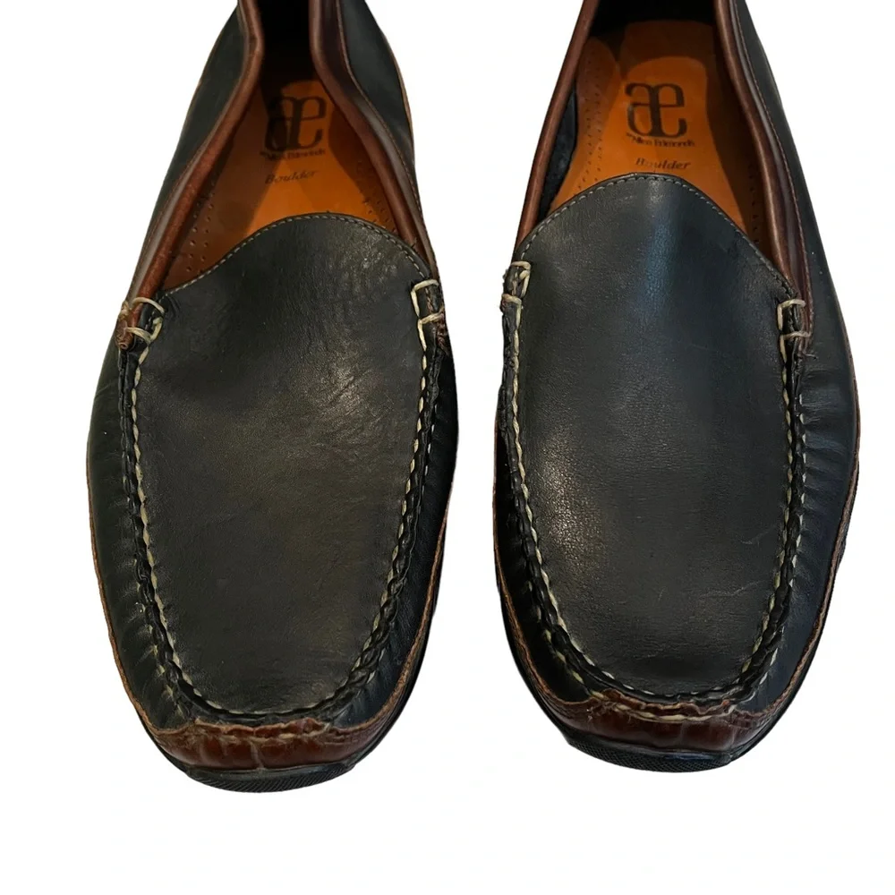 Allen Edmonds Two-Tone Black and Brown Leather Slip-On Loafer